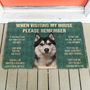 Bugybox  3D Please Remember Husky Dog's House Rules Doormat