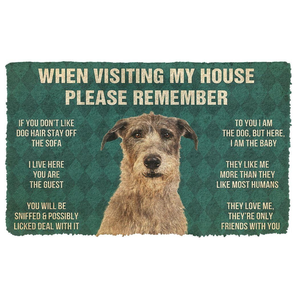 Bugybox 3D Please Remember Irish Wolfhound Dogs House Rules Doormat