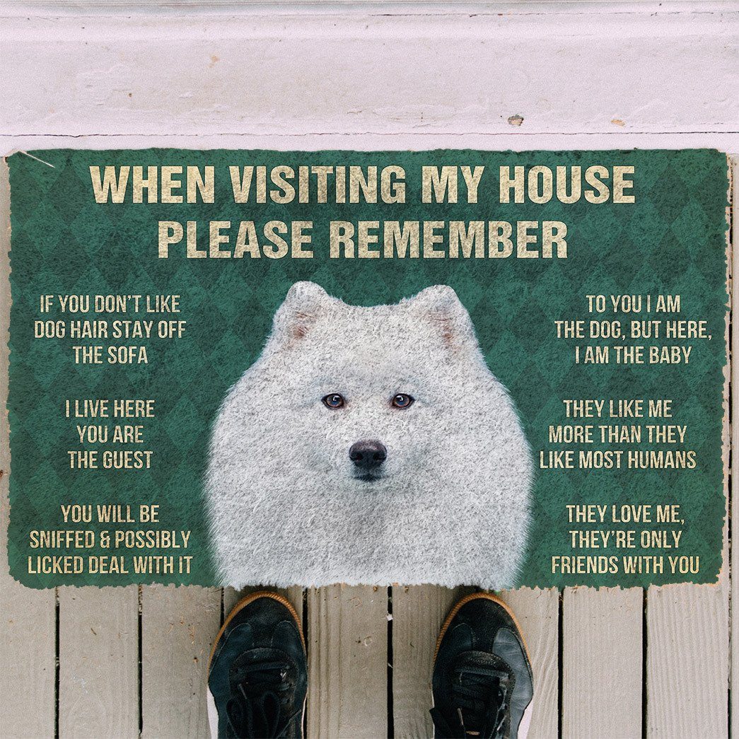 Bugybox 3D Please Remember Japanese Spitz Dogs House Rules Doormat