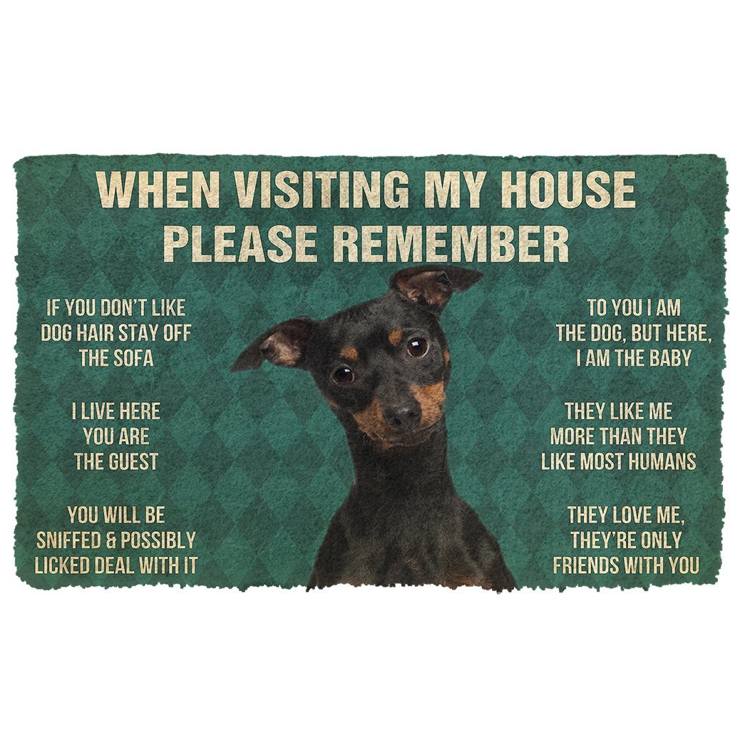 Bugybox  3D Please Remember Miniature Pinscher Dog's House Rules Doormat