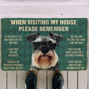 Bugybox  3D Please Remember Miniature Schnauzer Dogs House Rules Doormat