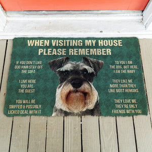 Bugybox  3D Please Remember Miniature Schnauzer Dogs House Rules Doormat