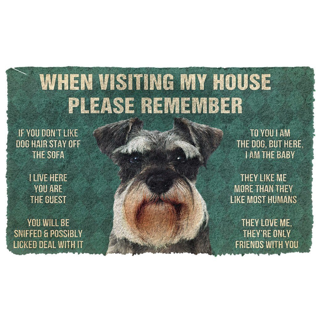 Bugybox  3D Please Remember Miniature Schnauzer Dogs House Rules Doormat