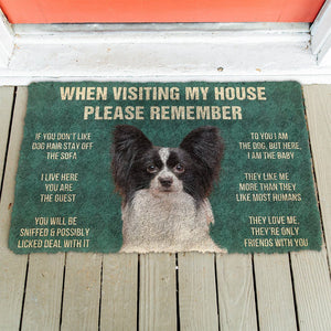 Bugybox  3D Please Remember Papillon Dogs House Rules Doormat