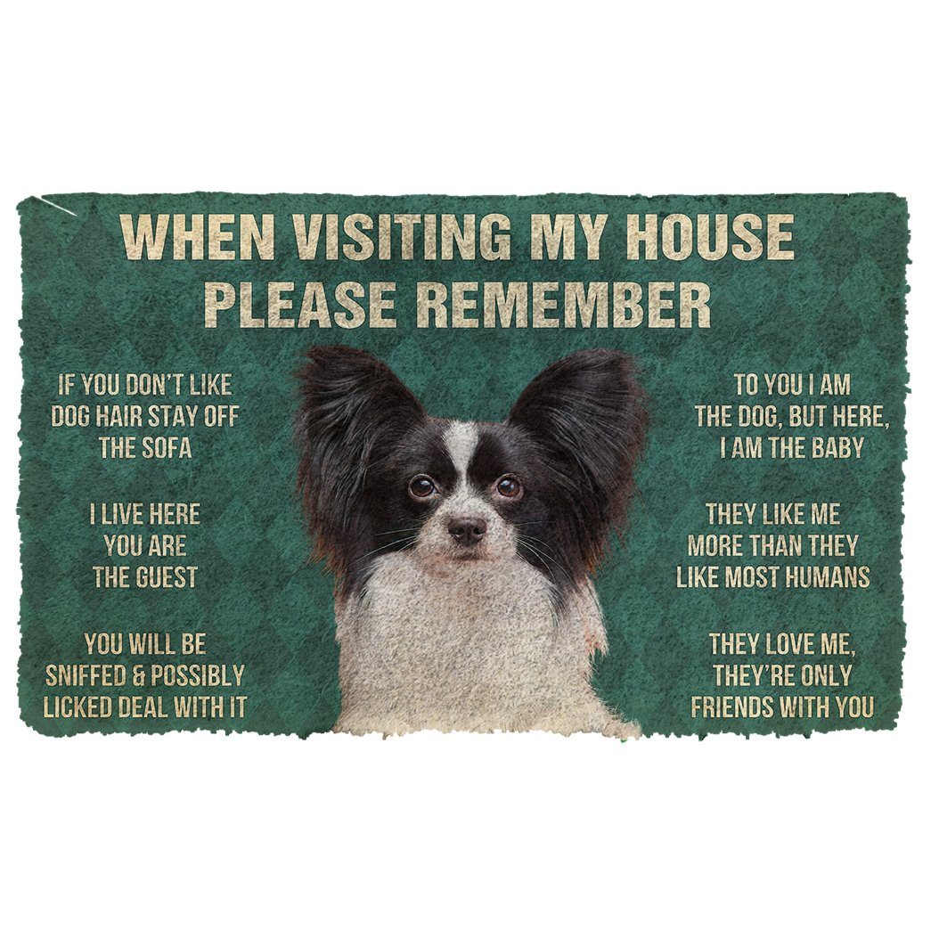 Bugybox  3D Please Remember Papillon Dogs House Rules Doormat