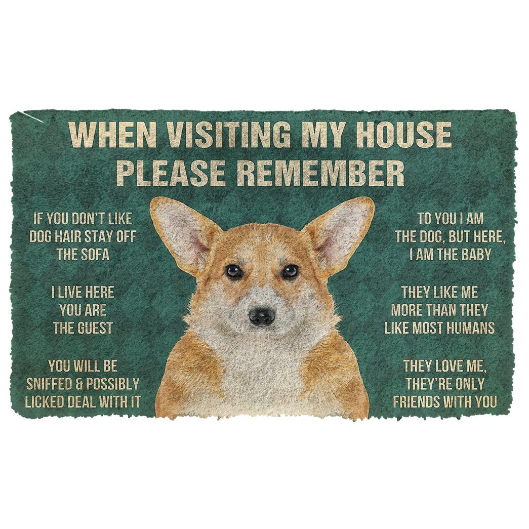 Bugybox  3D Please Remember Pembroke Welsh Corgi Dogs House Rules Doormat