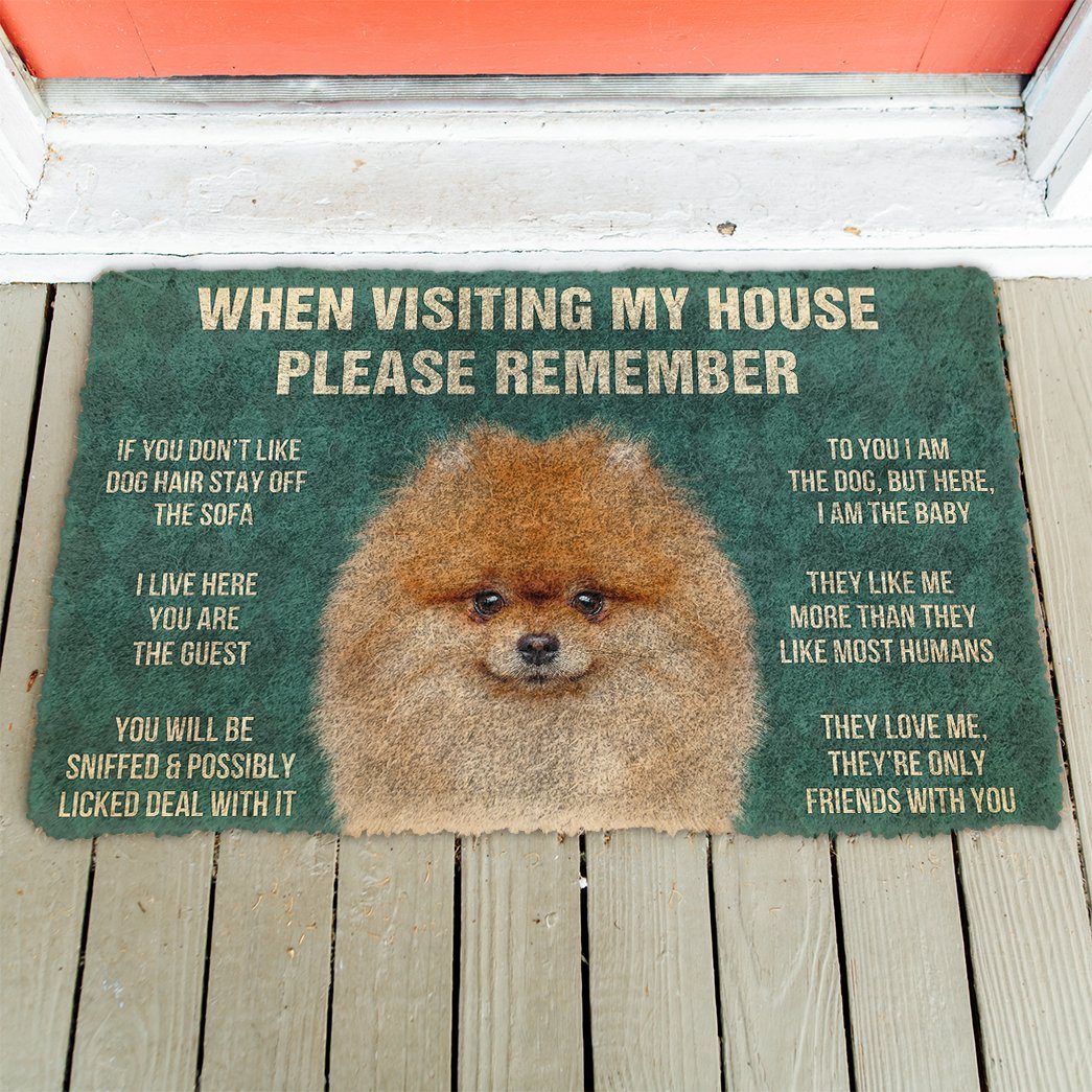Bugybox  3D Please Remember Pomeranian Dogs House Rules Doormat