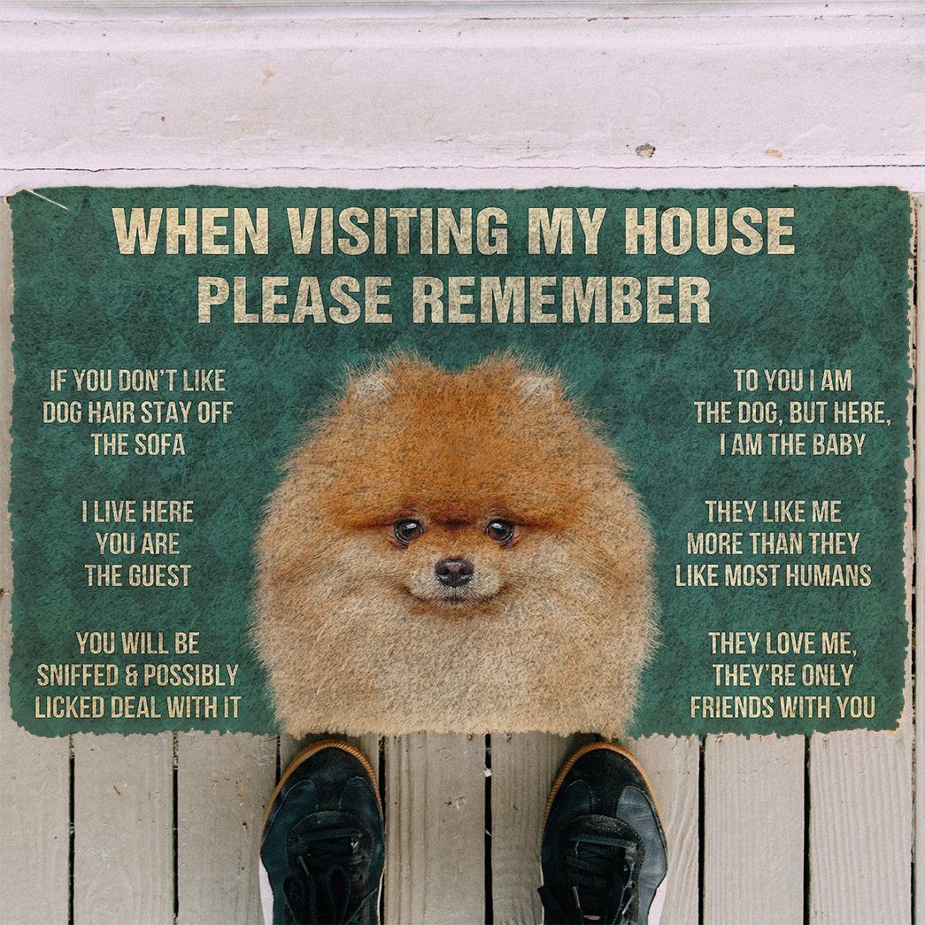 Bugybox  3D Please Remember Pomeranian Dogs House Rules Doormat