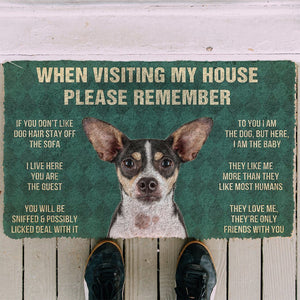 Bugybox 3D Please Remember Rat Terrier Dogs House Rules Doormat