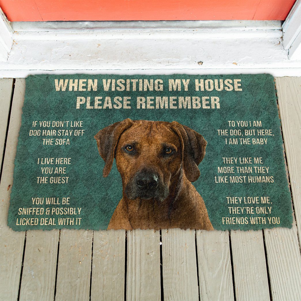 Bugybox  3D Please Remember Rhodesian Ridgeback Dogs House Rules Doormat