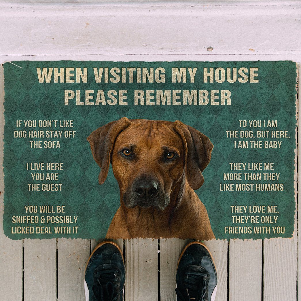 Bugybox  3D Please Remember Rhodesian Ridgeback Dogs House Rules Doormat