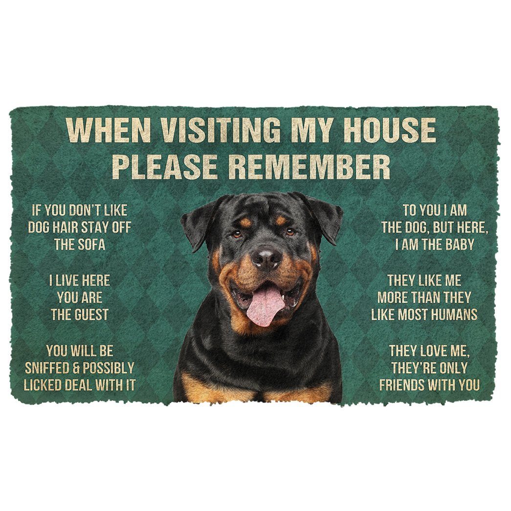 Bugybox  3D Please Remember Rottweiler Dog's House Rules Doormat