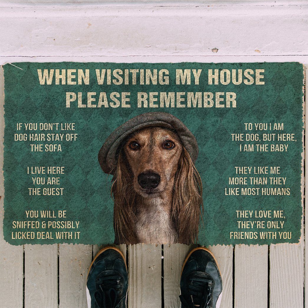 Bugybox  3D Please Remember Saluki Dogs House Rules Doormat