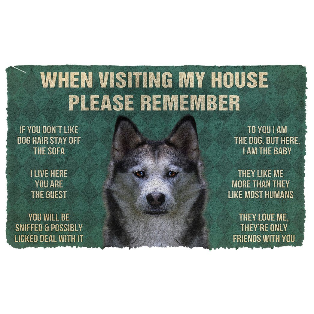 Bugybox  3D Please Remember Siberian Husky Dogs House Rules Doormat