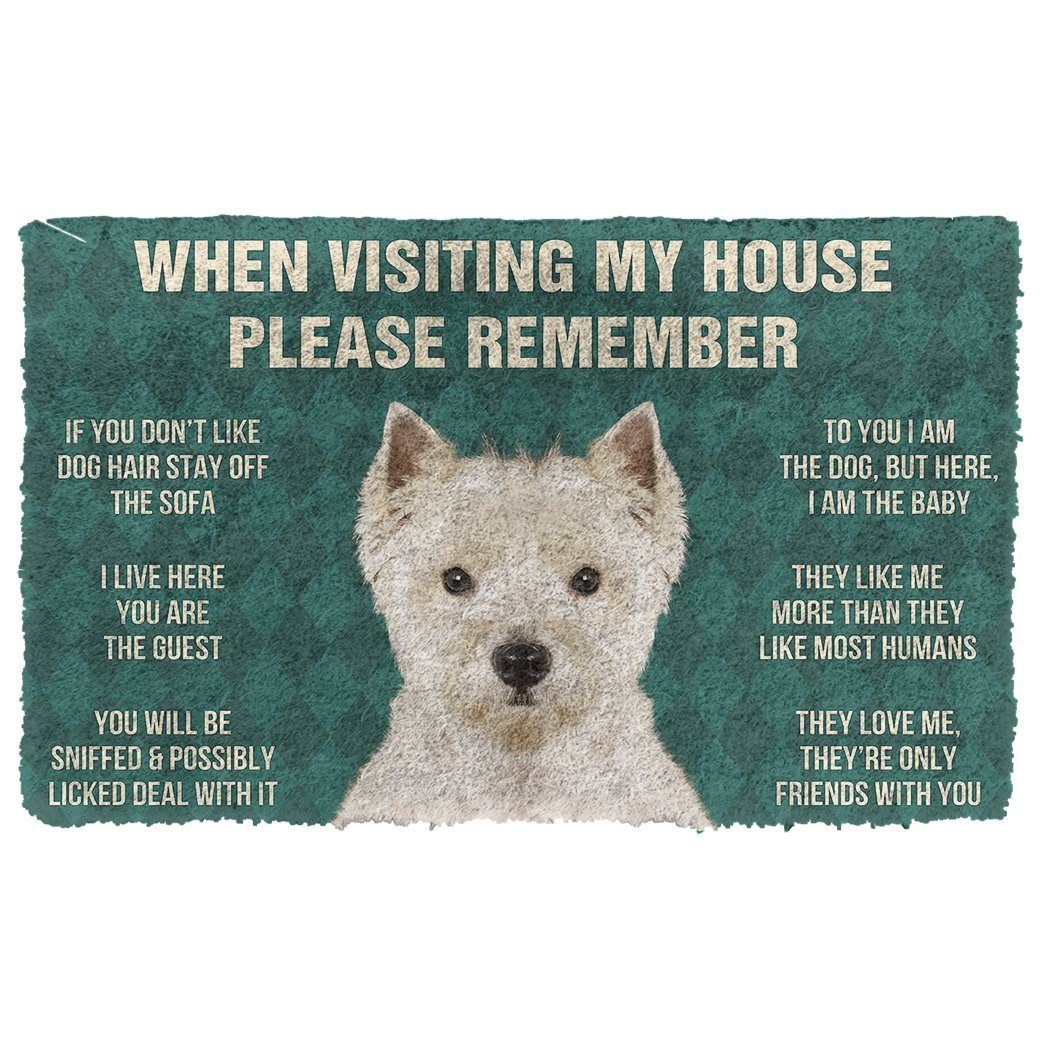 Bugybox  3D Please Remember West Highland White Terrier Dogs House Rules Doormat