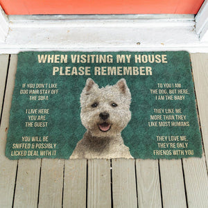 Bugybox  3D Please Remember White Terrier Dog's House Rules Doormat