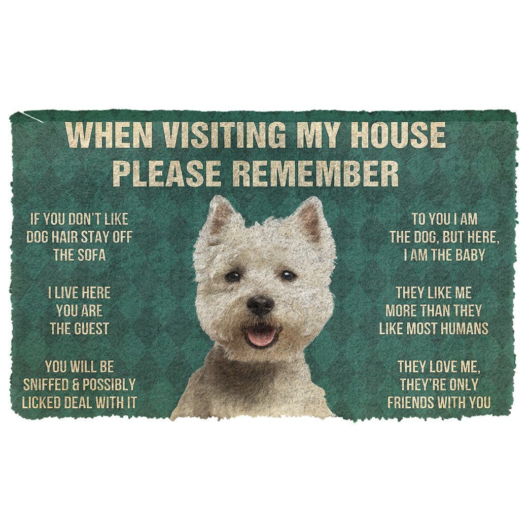 Bugybox  3D Please Remember White Terrier Dog's House Rules Doormat