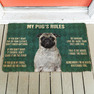 Bugybox 3D Pug's Rules Doormat