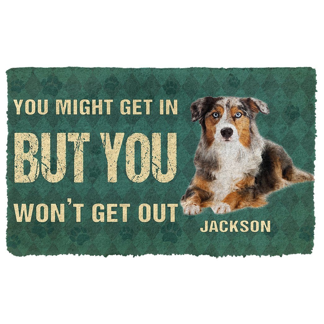 Bugybox 3D You Might Get In But You Wont Get Out Australian Shepherds Dog Doormat