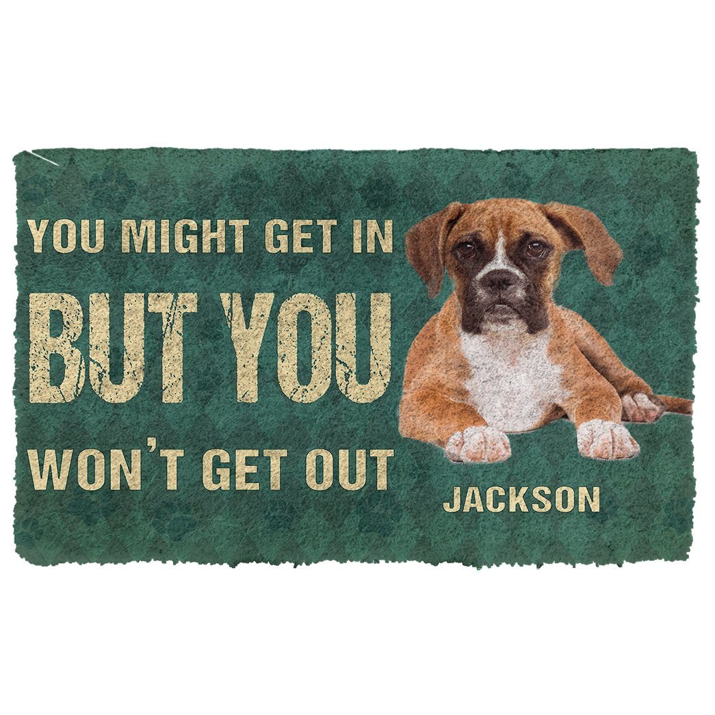 Bugybox 3D You Might Get In But You Wont Get Out Boxers Dog Doormat