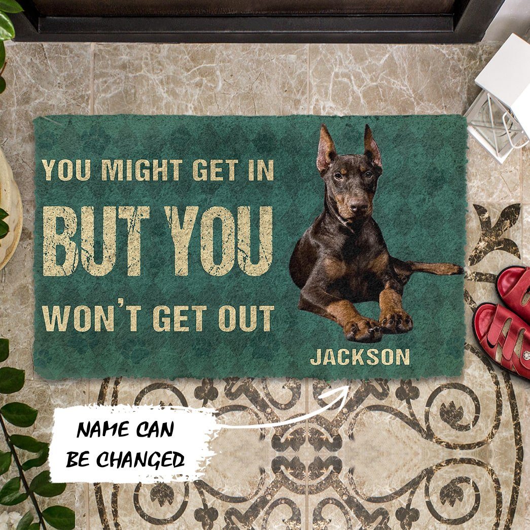 Bugybox 3D You Might Get In But You Wont Get Out Doberman Pinschers Dog Doormat