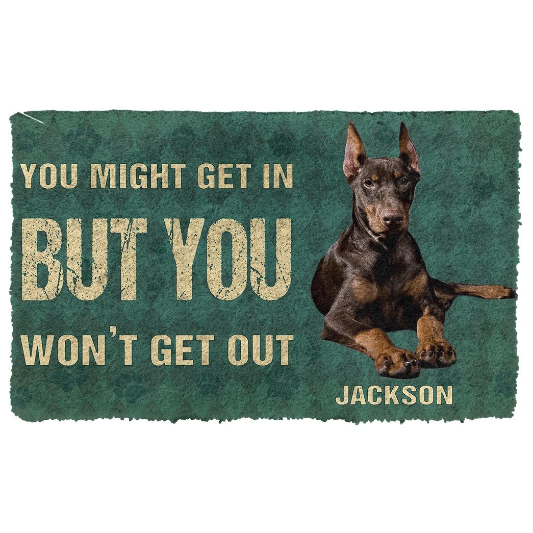 Bugybox 3D You Might Get In But You Wont Get Out Doberman Pinschers Dog Doormat
