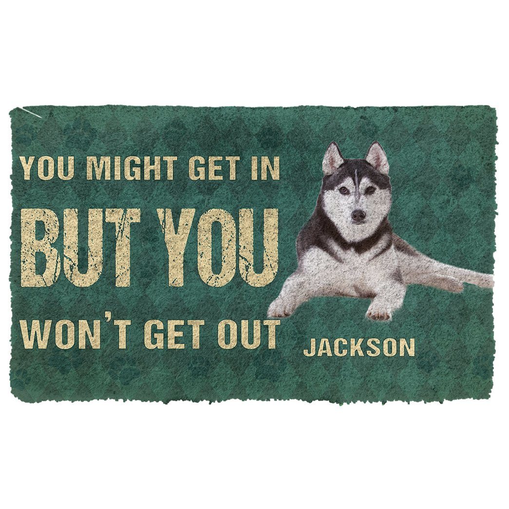 Bugybox 3D You Might Get In But You Wont Get Out Siberian Huskies Dog Doormat