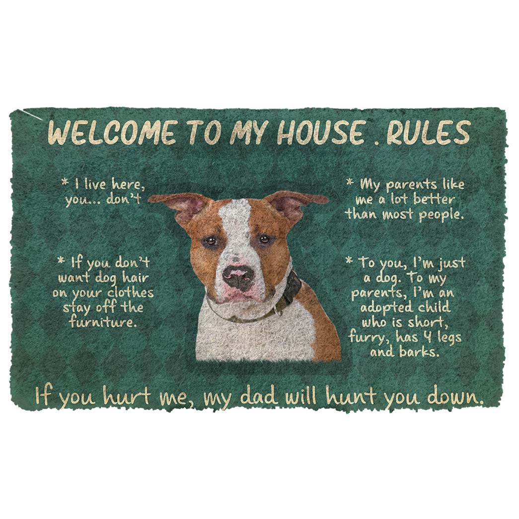 Bugybox 3D American Staffordshire Terrier Welcome To My House Rules Doormat