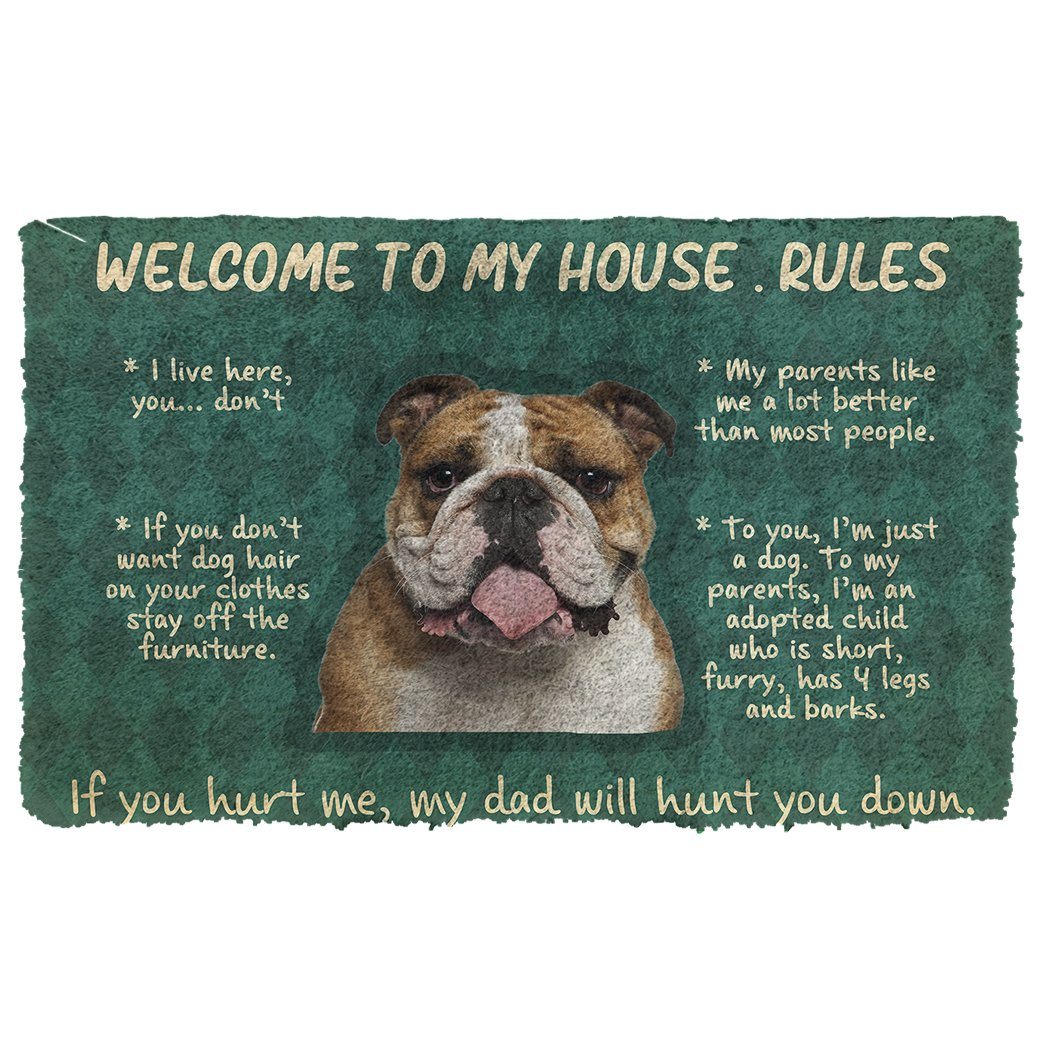 Bugybox 3D Bulldog Welcome To My House Rules Doormat