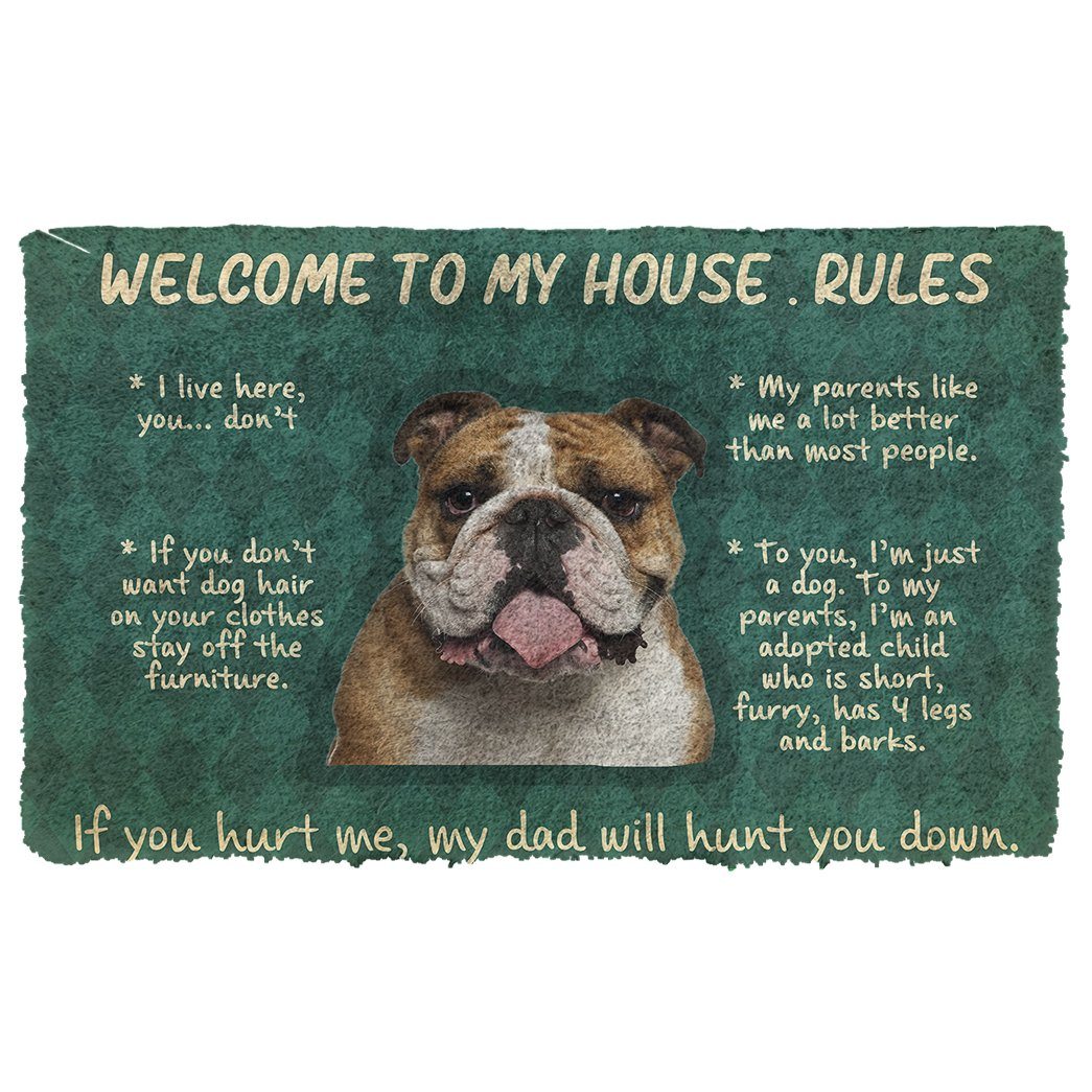 Bugybox 3D Bulldog Welcome To My House Rules Doormat