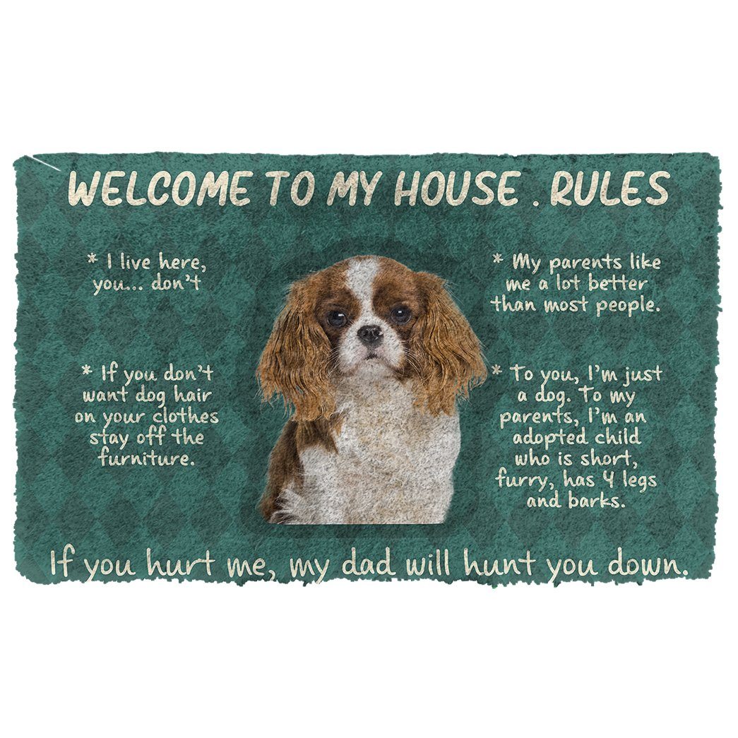 Bugybox 3D Cavalier King Charles Spaniel Welcome To My House Rules Doormat