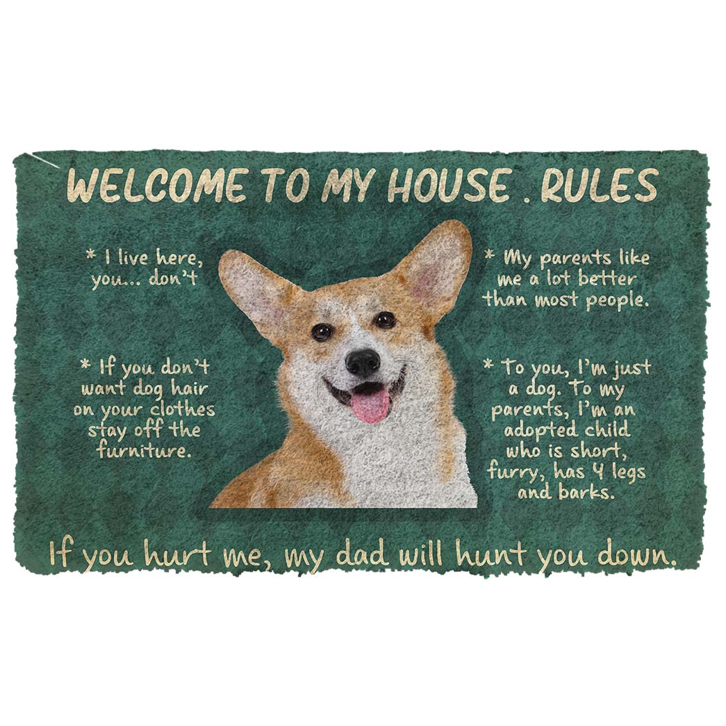Bugybox 3D Corgi Welcome To My House Rules Doormat