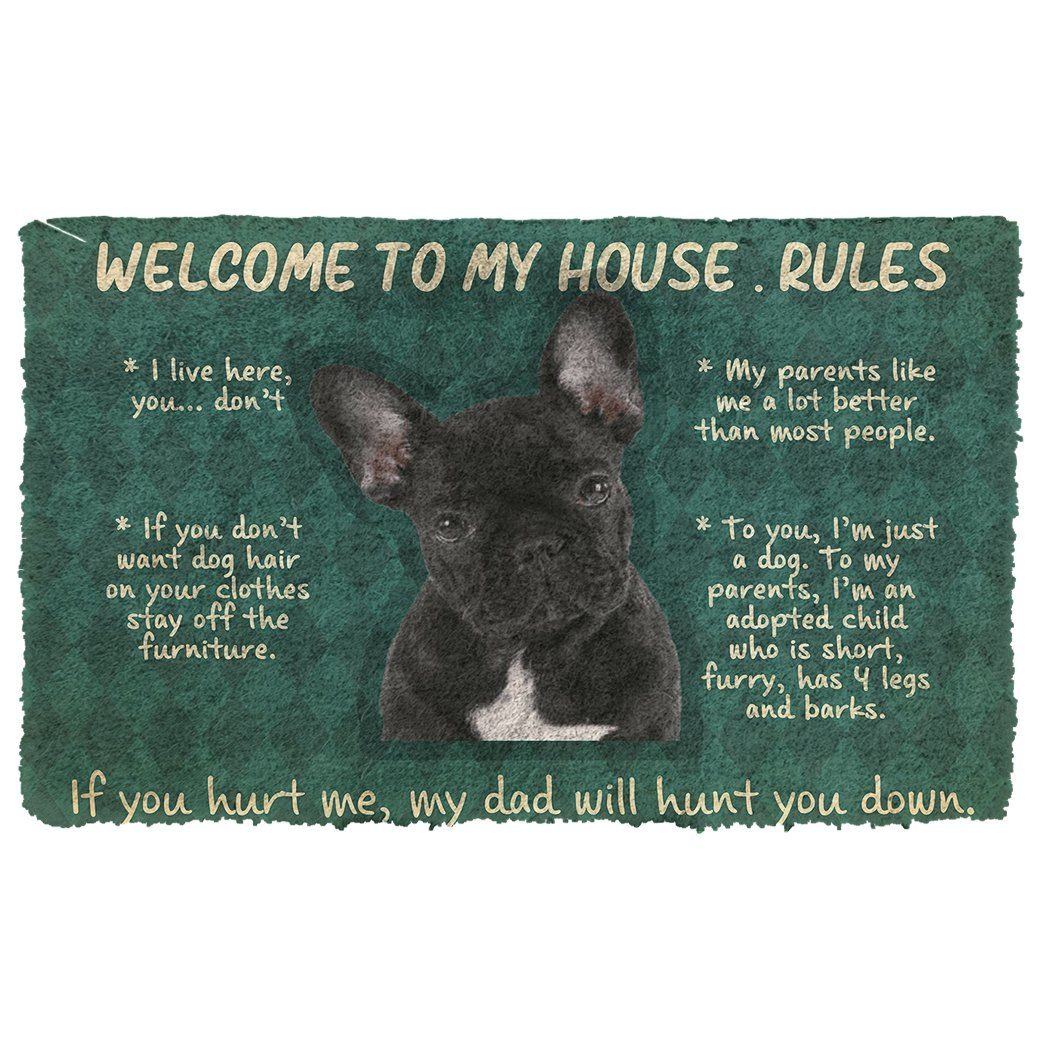 Bugybox 3D French Bulldog Welcome To My House Rules Doormat