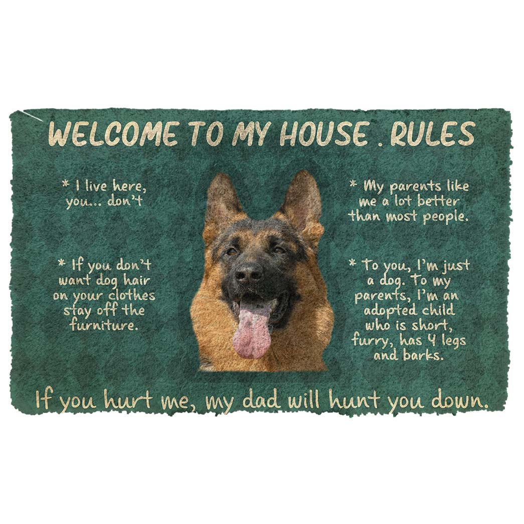 Bugybox 3D German Shepherd Welcome To My House Rules Doormat