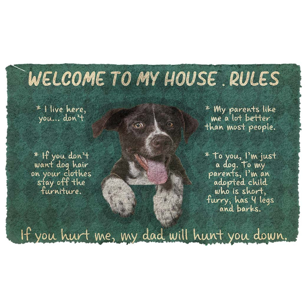Bugybox 3D German Shorthaired Pointers Welcome To My House Rules Doormat