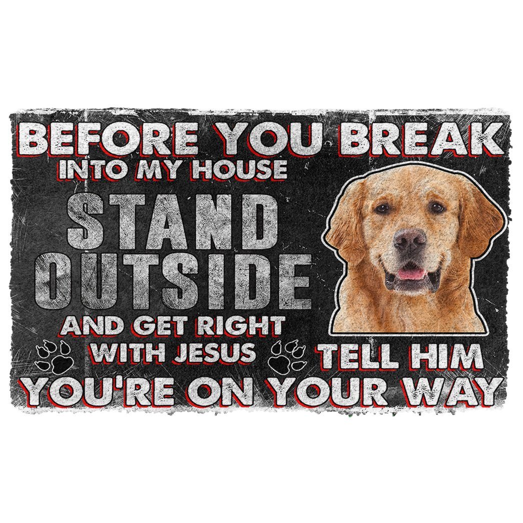 Bugybox 3D Golden Retriever Before You Break Into My House Doormat