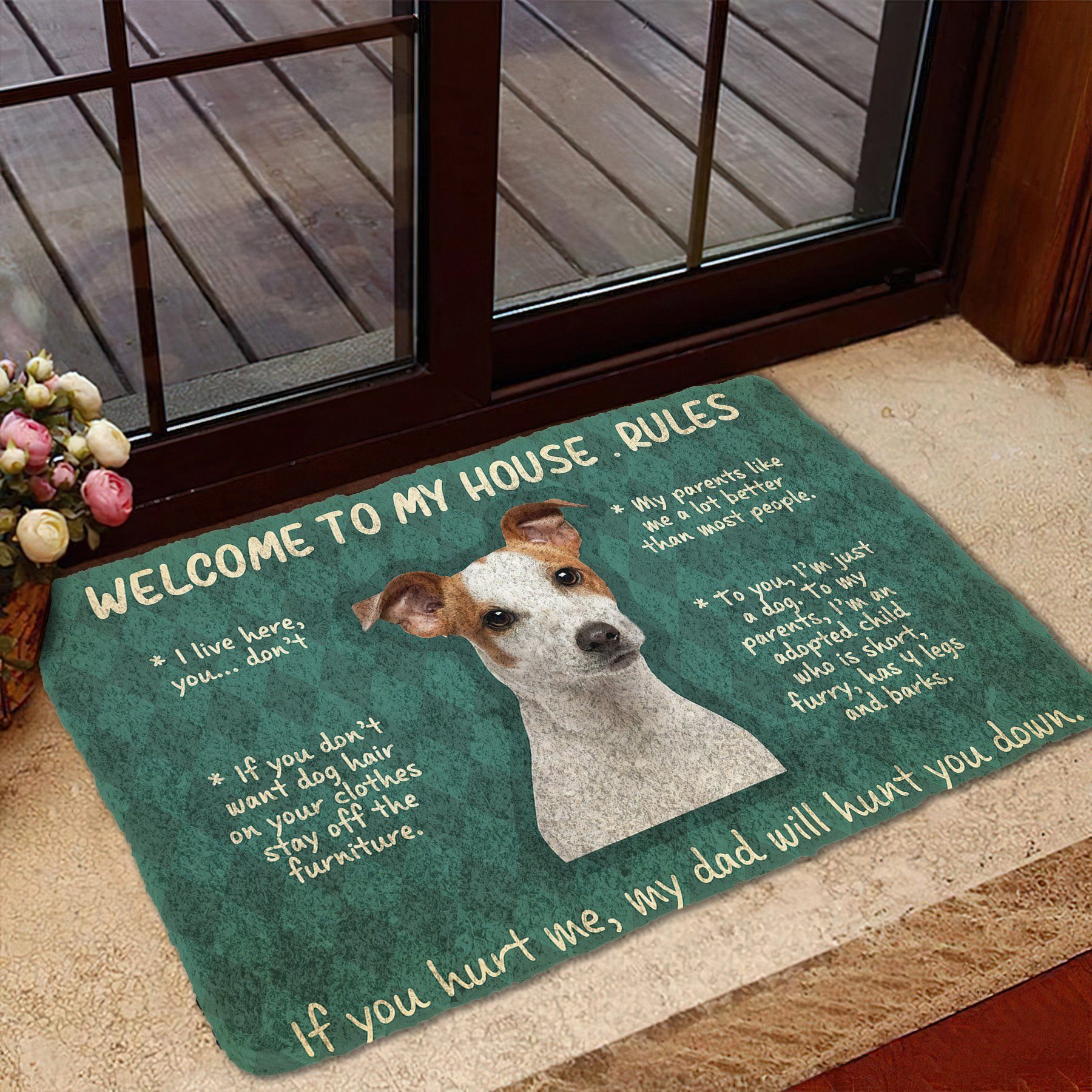 Bugybox 3D Jack Russell Terrier Welcome To My House Rules Doormat