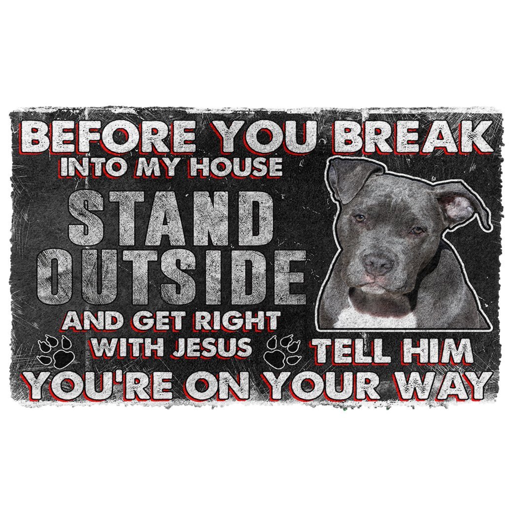 Bugybox 3D Pitbull Before You Break Into My House Doormat