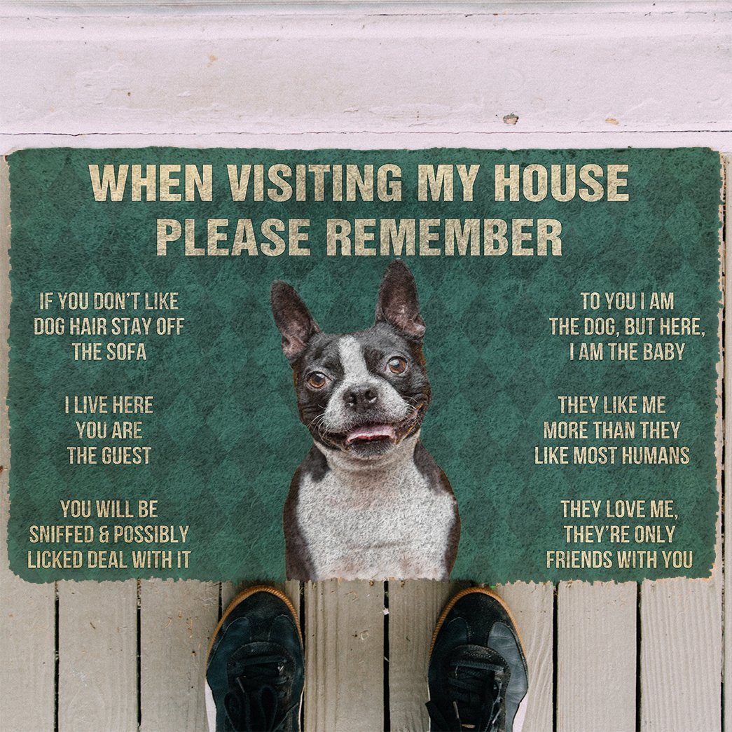 Bugybox 3D Please Remember Boston Terrier House Rules Doormat