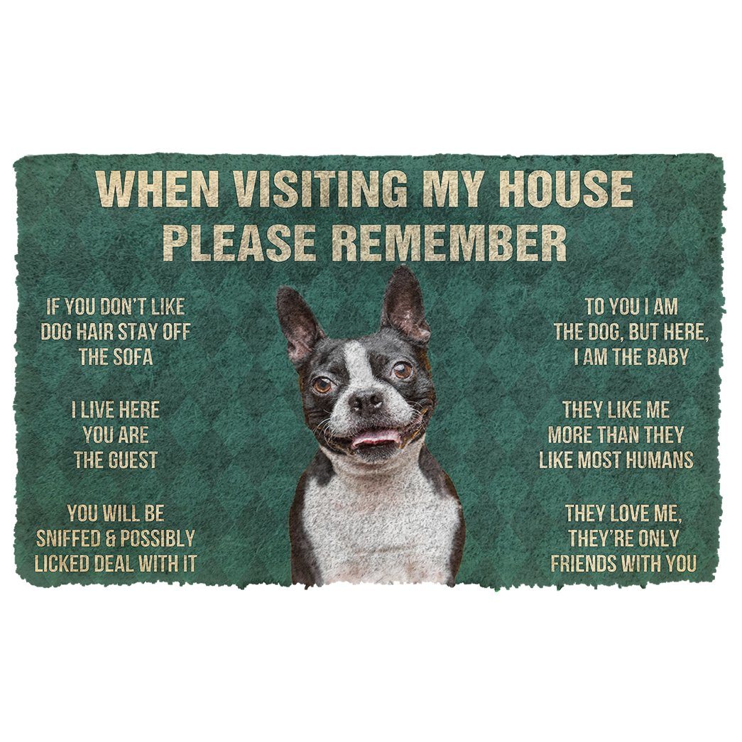 Bugybox 3D Please Remember Boston Terrier House Rules Doormat