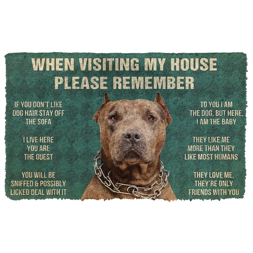 Bugybox 3D Please Remember Brown Pitbull House Rules Doormat