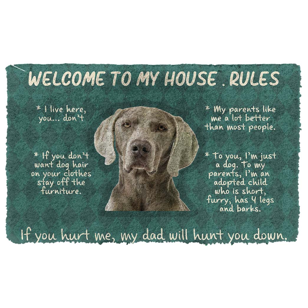 Bugybox 3D Weimaraner Dog Welcome To My House Rules Doormat