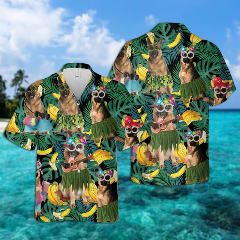 German Shepherd Summer Leaves Hawaiian Shirt 2