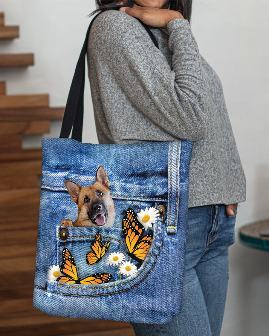 german-shepherd1-Butterfly Daisies Fait-CLOTH TOTE BAG