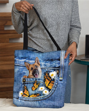 german-shepherd1-Butterfly Daisies Fait-CLOTH TOTE BAG