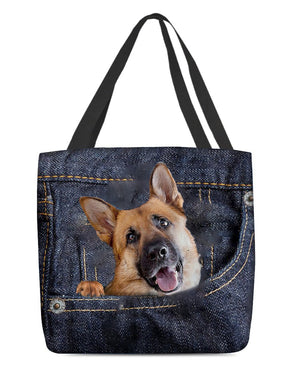 German Shepherd-Dark Denim-Cloth Tote Bag