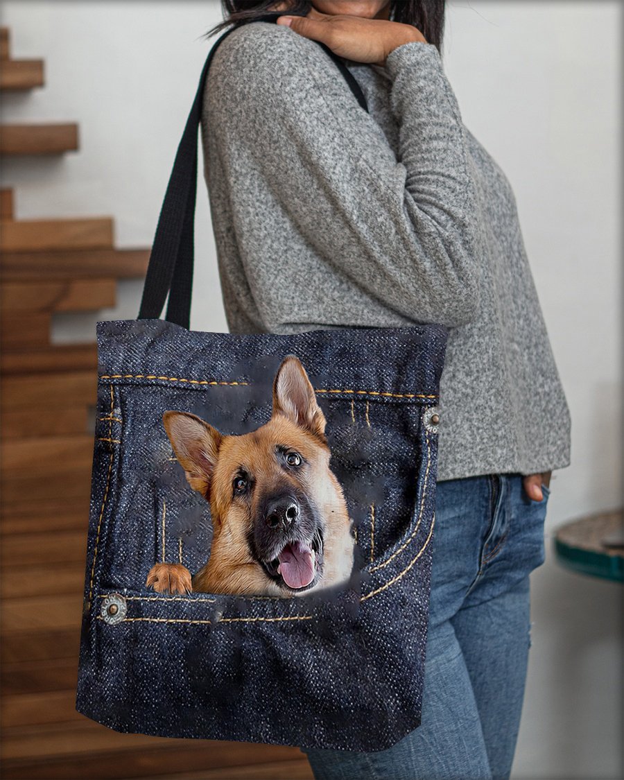 German Shepherd-Dark Denim-Cloth Tote Bag