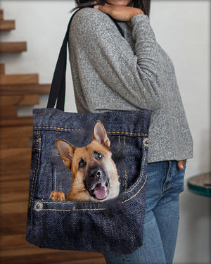 German Shepherd-Dark Denim-Cloth Tote Bag