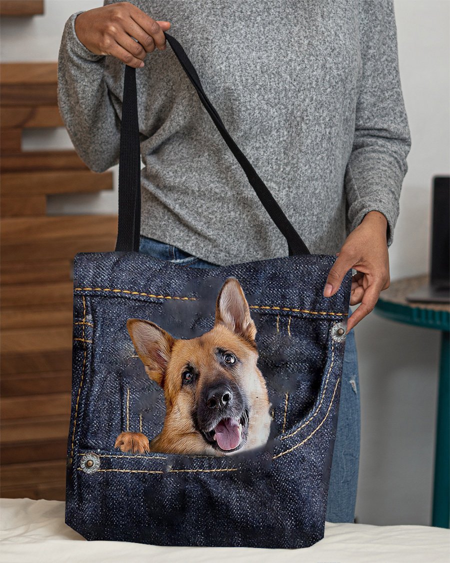 German Shepherd-Dark Denim-Cloth Tote Bag