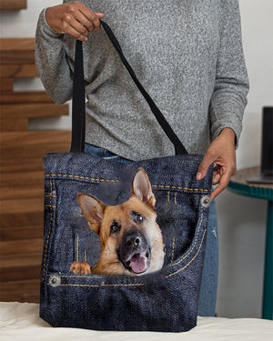 German Shepherd-Dark Denim-Cloth Tote Bag